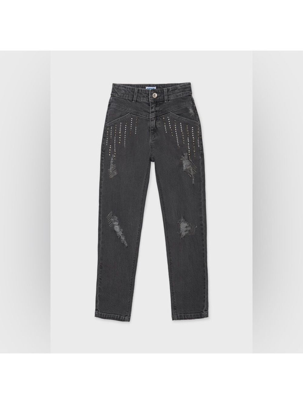 Size 10 Girls Mayoral Charcoal Embellished Kids Jeans